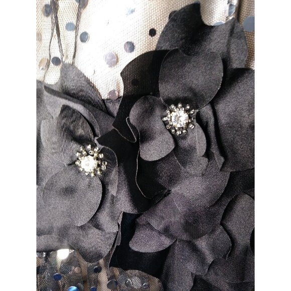 B. Darlin Prom Dress Junior 3/4 Black Silver Mirror Short Sleeveless Semi Formal - Picture 3 of 8